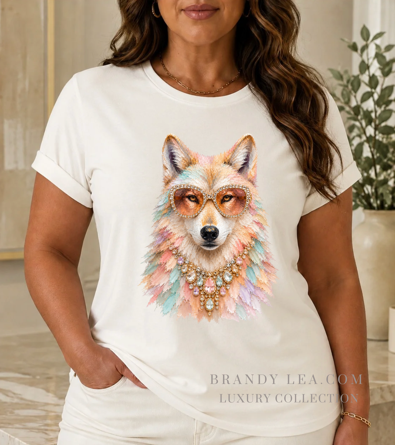 Buttery Soft Pastel Wolf Graphic T-Shirt