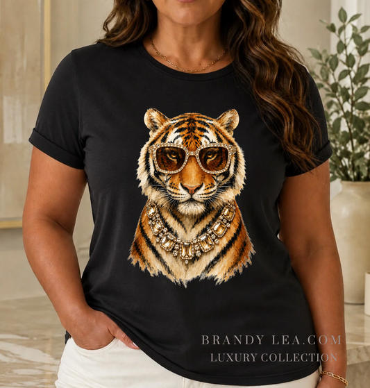 Luxury Soft Gold Tiger Graphic T-Shirt