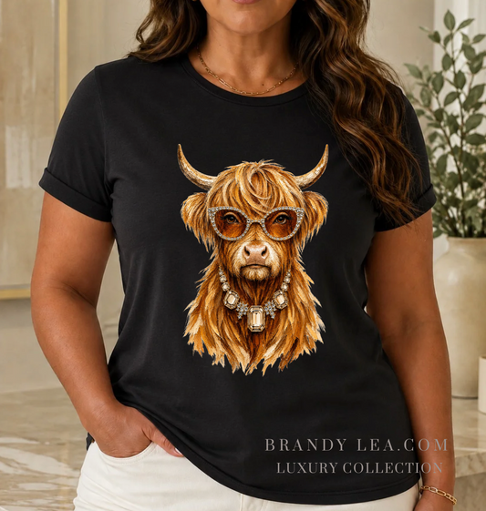 Luxury Soft Highland Cow Graphic T-Shirt