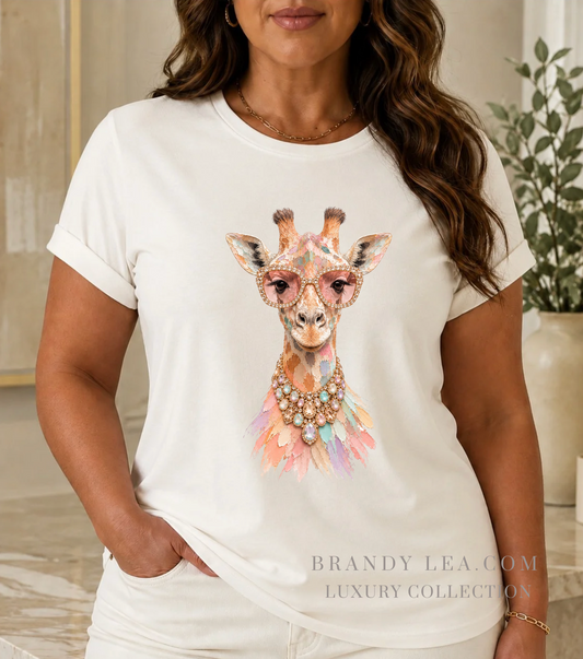 Buttery Soft Pastel Giraffe Graphic T-Shirt
