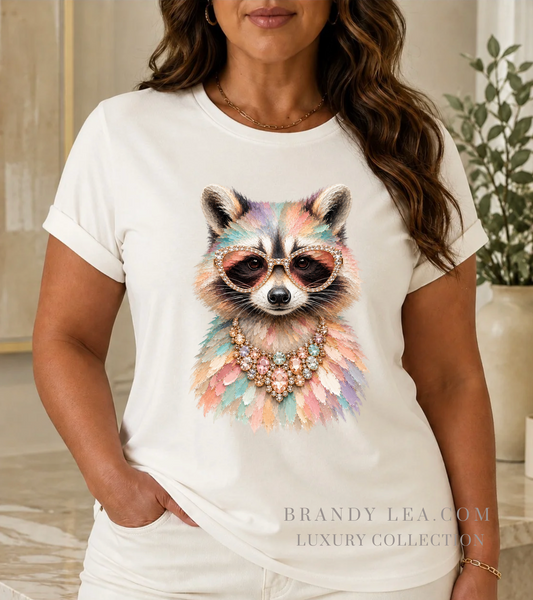 Buttery Soft Pastel Raccoon Graphic T-Shirt