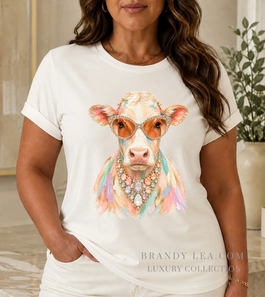 Buttery Soft Pastel Cow Graphic T-Shirt