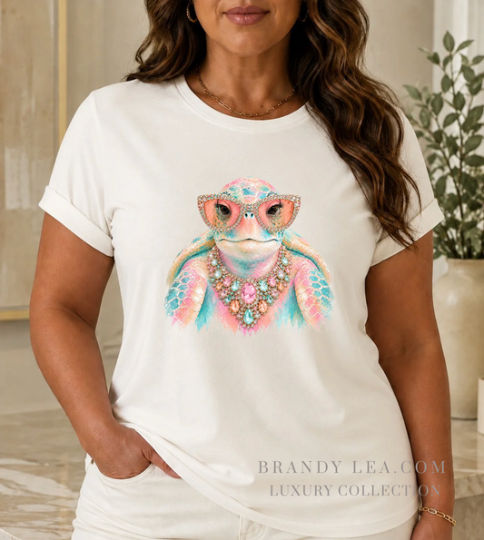 Buttery Soft Pastel Sea Turtle Graphic T-Shirt